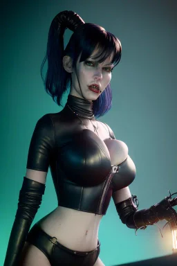 Lene Nystrøm as dominatrix in black leather, busty, cleavage, voluptuous, Aqua Lene, angry, stern look. character design by cory loftis, fenghua zhong, ryohei hase, ismail inceoglu and ruan jia. unreal engine 5, artistic lighting, highly detailed, photorealistic, fantasy