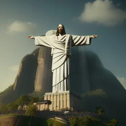 Christ the Redeemer, spring, flying birds, unreal engine 5, cinematic lighting, realistic, hyper detailed, 8k, octane render, cinema 4d