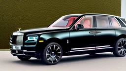 Black Luxury Rolls Royce Cullinan , Photorealistic, 4K, Ultra Detailed, Front Quarter View