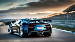 Rear View A stunningly realistic (((Bugatti x brabus))), intricate detail and perfection in every surface, glimmering metal and luxurious contours, a (perfect model) for a desktop wallpaper fit for high resolution screens, evoking a sense of futuristic elegance in a (4K cinematic atmosphere).