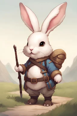Cute chubby bunny floppy ears adventurer dnd art realism