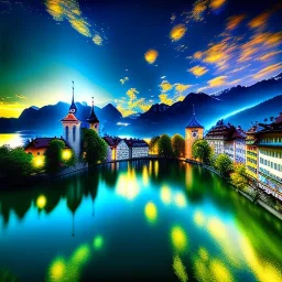 Lucerne, Switzerland,aerial view,cloudy,extremely detailed digital painting, high resolution,8k, realistic, beautiful, volumetric lighting, mystical colors ,perfectly centered image, perfect composition, rim light, beautiful lighting,masterpiece, stunning scene, raytracing, anatomically correct, in the style Van Gogh and robert e howard and Ken Kelley and Ohrai Noriyoshi and Simon Bisley and tomzj1.