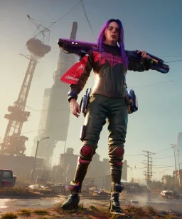 Billie Eilish, in stockings, cyberpunk2077