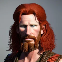 Portrait of courtney gains as a ruggedly handsome but joyful roguish pirate, charismatic, attractive male, masculine, perfect, precisely detailed, lightly freckled face, meticulously detailed multi-hued ginger carrot cherry fire red hair; malachai of the corn; fantasy, intricate, elegant, highly detailed, digital painting, artstation, concept art, matte, sharp focus, illustration, art by artgerm and greg rutkowski and alphonse mucha