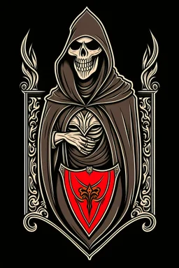 A coat of arms featuring the grim reaper