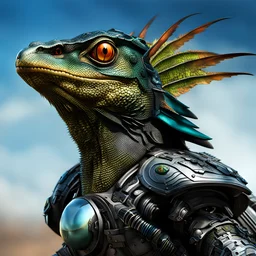 Lucky Stryker, Jet eagle lizard hybrid, biomechanical surrealism,