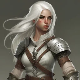 female warrior white hair short ringmail