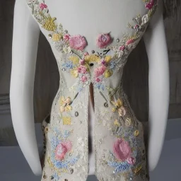 bodice with delicate embroidery and beadwork of flowers, couture, beautiful composition, aesthetic layout, wildflowers, watercolor