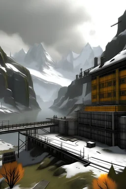 Half life 2 combine base but in the Swiss alps Dystopian