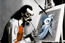 Salvatore Dali is painting a picture of himself