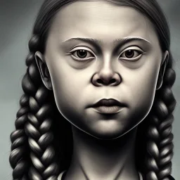 portrait of Greta Thunberg as frankenstein