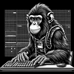 Computer Hacker Monkey. NFT Pixel Art
