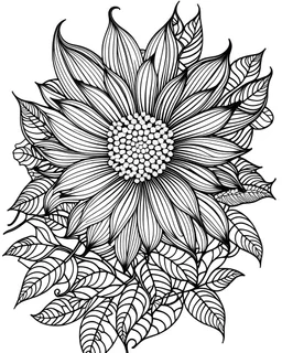 Coloring book for adults, simple lines drawings, no lines inside of the drawing, flower, outline of the drawing in bold line, symmetrical, white background., no background image, without any background image, completely white background.