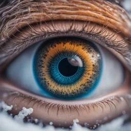 snowboarding in eye, intricate, 8k, macro photography