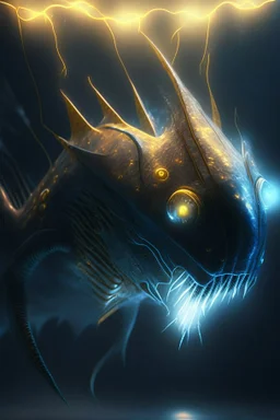Ray creature ,ultrarealistic, dramatic lighting, electrical details, high details, 4k, 8k, best, accurate, trending on artstatio