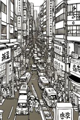 Tokyo streets, line arts