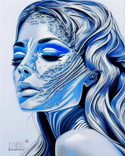 Relaxed when painting genrate this picture only blue and black colour