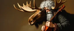 master oil painting by Rembrandt, mozart moose with a wig, playing big