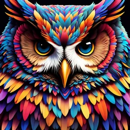 Beautiful owl colorful art conceptual, amazing artwork, hyper detailed, ultra maximalist quality, 12k