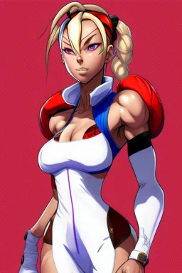 cammy white from street fighter wearing juri outfit in Yusuke Murata style