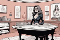 [mexican comics Head Lopper style by Andrew MacLean] melania in agent provocateur on the changing table of the Oval Office