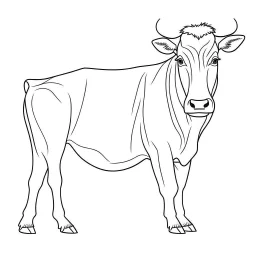 cow, animal, full view, realistic face, coloring page, only draw lines, coloring book, clean line art, –no sketch, color, –ar 3:4, white background, minimalistic black lines, minimal black color, low level black colors, coloring page, avoid thick black colors, thin black line art, avoid colors, perfect shape, perfect clear lines,