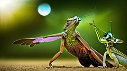 a national geographic style photograph of a eagle praying-mantis lizard hybrid