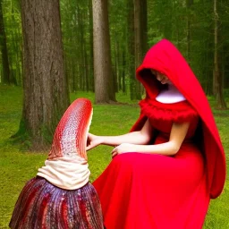 flirty red riding hood stroking her bearded clam