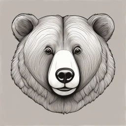 funny bear head from profile, simplified sketch 70's cartoon style, monochromatic stmp technique