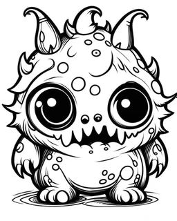 cute monster, kawaii style cartoon coloring page for kids, cartoon style, clean line art high detailed, no background, white, black, coloring book, sketchbook, realistic sketch, free lines, on paper, character sheet, 8k