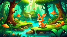 Enter the fantastic world of a cartoon animal that wanders through a magical forest. Join this adorable character on his enchanting adventures through lush vegetation and mysterious creatures. Immerse yourself in a storybook world full of wonder and delight!