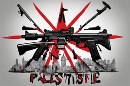 free palestine guns and upside down red triangle