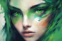 abstract girl art green eyes