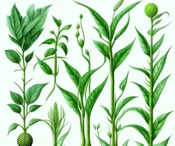 vector plants set illustration. watercolor white backdrop