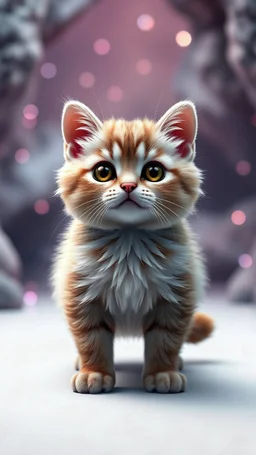 A cute fluffy cat standing, full frame, facing front, white plain background, diamonds, gems, sparkling dots, in crystal cave background, style Darek Zabrocki, magic realism, gradient colors, cinematic lighting, bokeh, Ultra-detailed Quality 3D, 3d render octane, Unreal engine 5 effects, VFX, Isometric, Made in blender, 8k sharp focus, cinematic, ultrahd, highly detailed, ultra photorealism fantasy