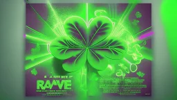 rave poster with Four-leaf clover and laser