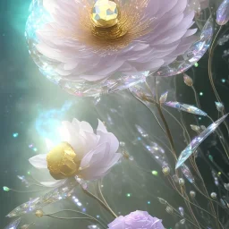 one big crystal subtle flower in a galactic ambiance with a beautiful fairy, transparent petals, delicate colors, in the foreground, full of details, smooth，soft light atmosphere, light effect，vaporwave colorful, concept art, smooth, extremely sharp detail, finely tuned detail, ultra high definition, 8 k, unreal engine 5, ultra sharp focus