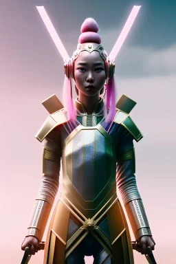 portrait, Asian cyborg woman, samurai warrior :: symmetry photography, cyberpunk style, pink hair, perfect eyes, samurai helmet, samurai army, katana, japanese traditional pattern, pink, white, black, glow eyes, cinematic, Ultra realistic, dark scene, soft color, highly detailed, unreal engine 5, RTX, ultra detail, 3d, finely drawn, high definition.