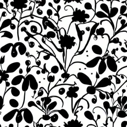 Pattern flowers black and white