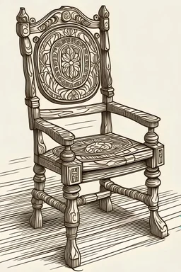 traditional wood chair hand drawn