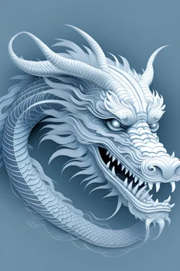 Radio waves are used to form a simple pattern of a Chinese dragon head in an overall frosted style