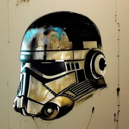 photorealistic star wars rebel helmet with weathered painting , illustration on coarse canvas by <agnes cecile> and <Yoji Shinkawa>, ornate and intricate details , soft smooth lighting, concept art,