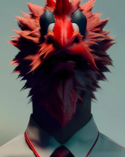 Portrait, hybrid character, original Elmo muppet head, man body, human arms and hands, Shirt and tie, concept art, smooth, unreal engine 5, god lights, ray tracing, RTX, lumen lighting, ultra detail, volumetric lighting, 3d, finely drawn, high definition, 4k.