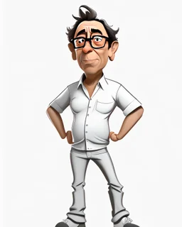 Caricatura de Gustavo Petro hablando camisa blanca pantalón gris cuerpo completo obra de arte detallado 4k