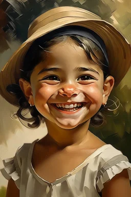 cuban little girl from the front smiling portret painting neoclassism