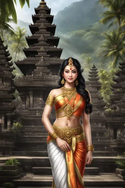 Beautiful Bali Princess,fullbody ,on pura temple, style digital photo realistic