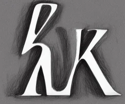 decorative letter K and K as an initial sketch black and white