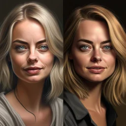 make a portrait of Margot Robbie and Ana de Armas 21 year old child