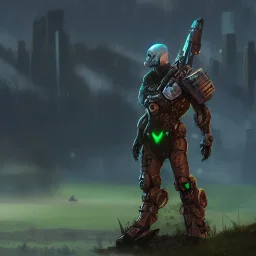 small postapocalyptic mech in debris