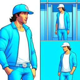 Cómic 3D de Gustavo Petro con gorra azul camisa blanca y jeans estilo Sandro Botticelli